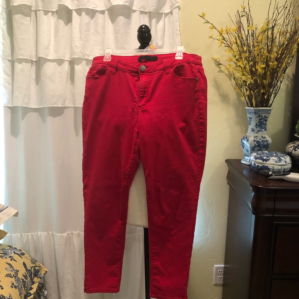 Red light stretch denim pants